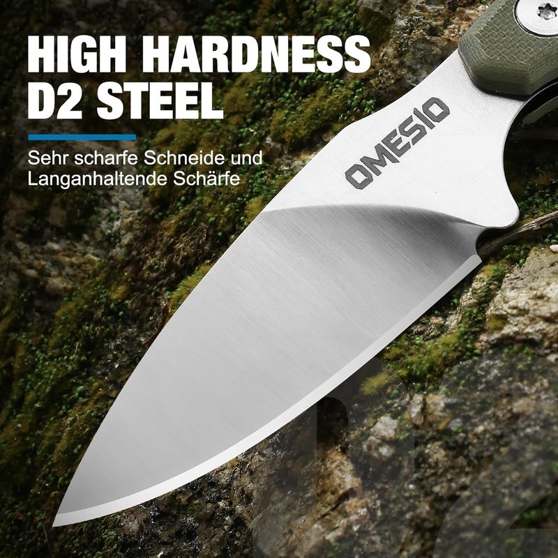 Omesio Compact Neck Knife with Clip, 5.82" Neck Knife with Sheath and Necklace, D2 Steel 2.99-Inch Blade, Full Tang G10 Handle, Fixed Blade for EDC, Hiking, Camping - Image 2